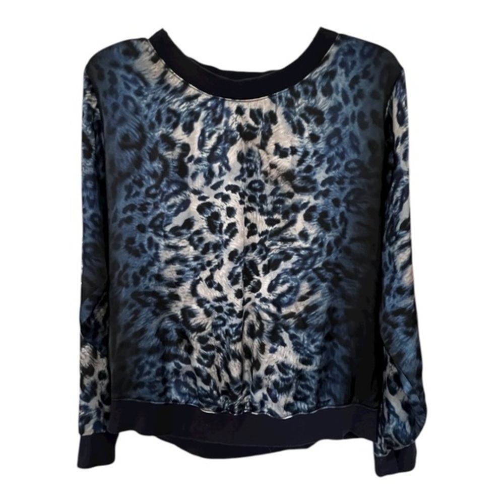 Vince Camuto Blue and Black Leopard Print Sweatshirt